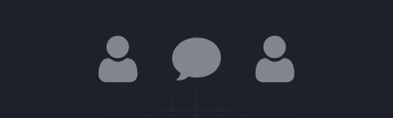 An icon featuring a speech bubble in the middle of two NPCs, symbolizing communication withing a group of people. The combination of these elements suggests a versatile group chat mode, suitable for integrating features like messaging, and interaction within LangChain projects, built using Next.js